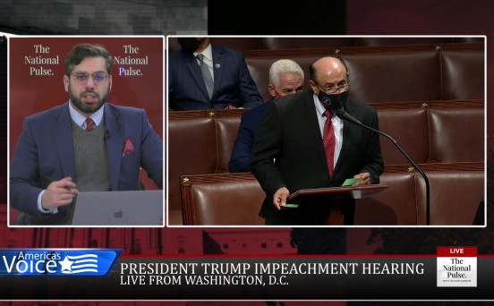 The House votes to impeach the president, again, and capital hill is occupied with military forces.